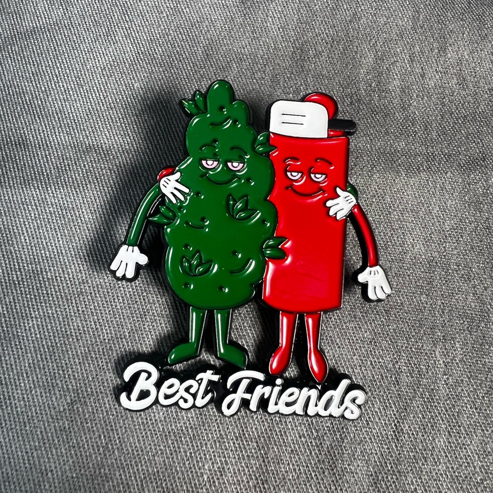 BFF Bud &Lighter Enamel Pin - Green and Red